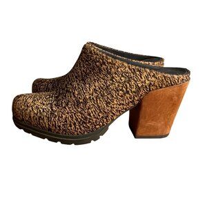 Nakedfeet Proper Mule Heel Women's 8‎ Calf Hair Animal Print Clog